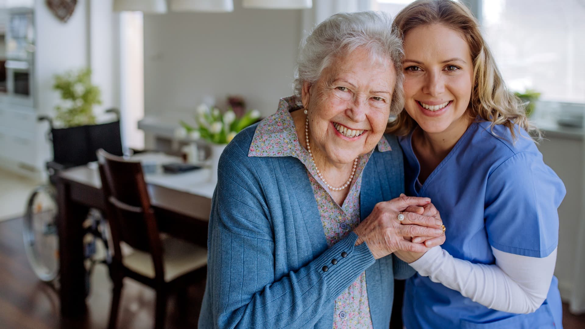 Professional home health care nurse providing compassionate care to patient at home