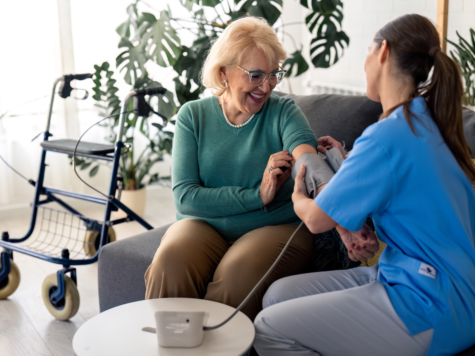 Compassionate home health care professional supporting patient wellness